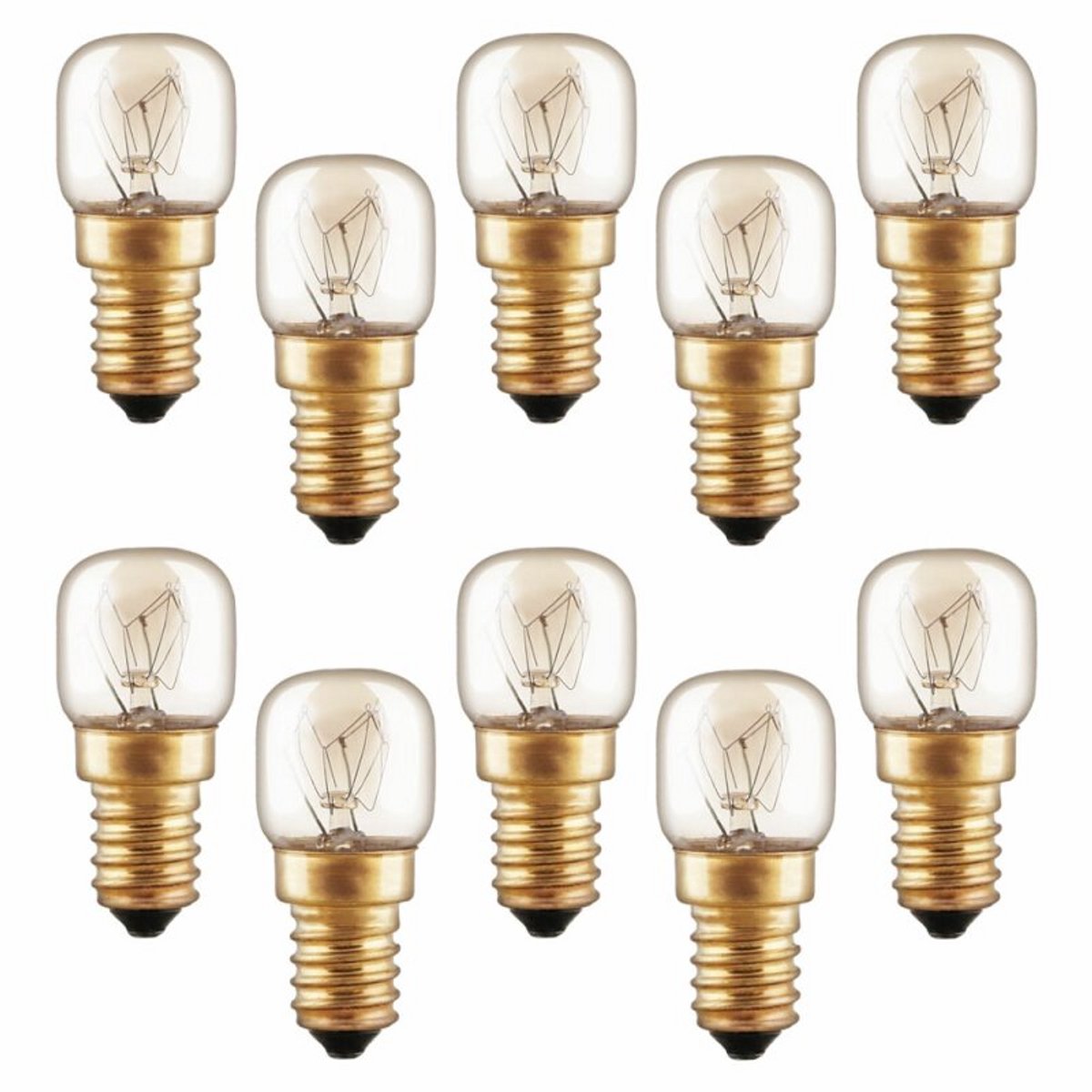 Voordeelpack 10x Gloeilamp Ovenlampje 230V 25W 100lm Helder 300°C hittebestendig | E14 | Dimbaar | 25 watt | 1.000 Branduren