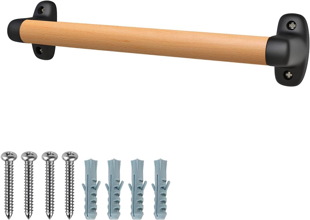 Handlauf Hout Binnen - 30,5 cm Zwarte Houten Handslang Ronde Trapleuning Rolstoeltoegankelijke Trapleuning Greep Speelplaats Veiligheidsgreep, Houten Greep