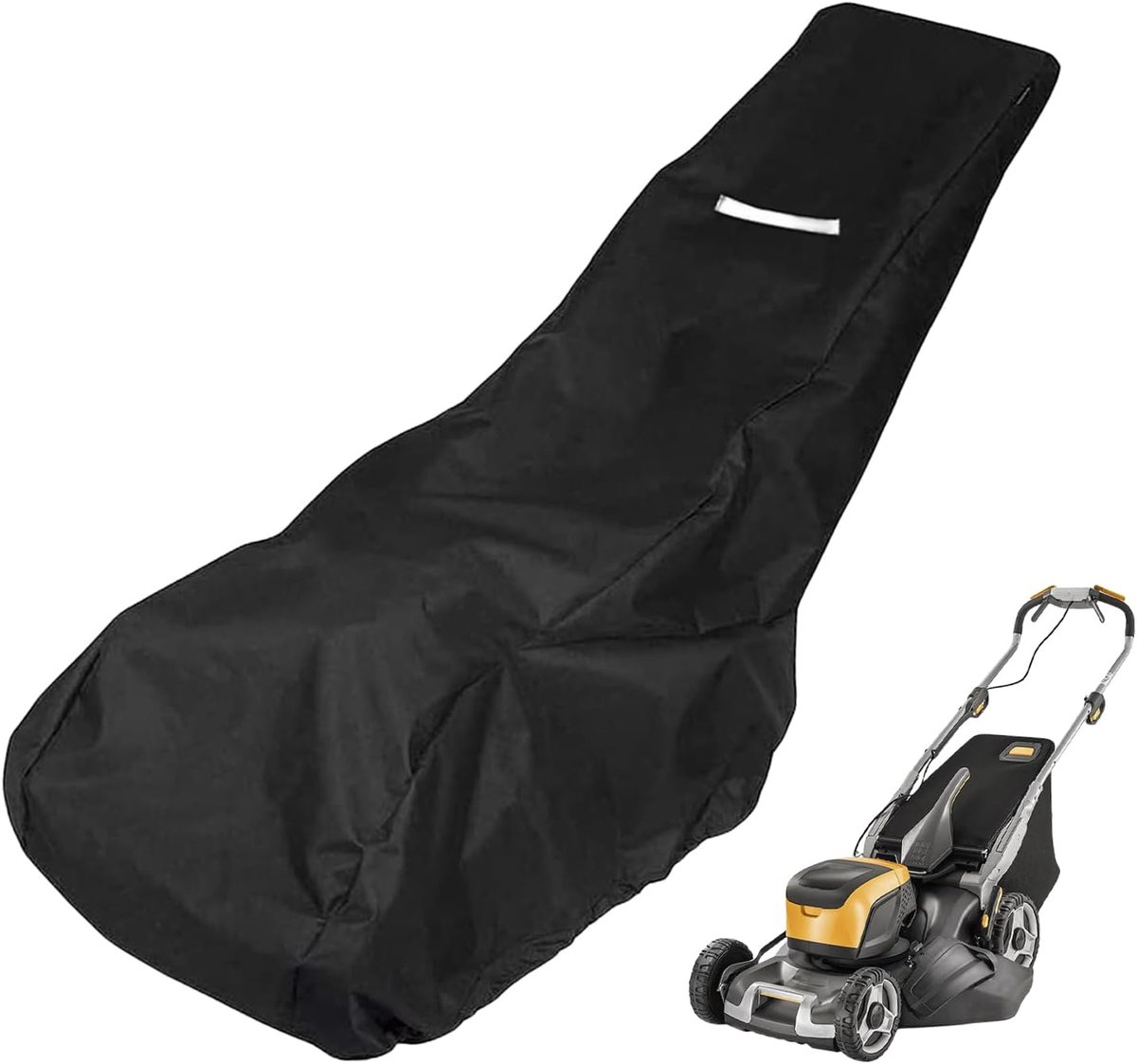 Afdekzeil, voor grasmaaiers 210D Oxford, Lawn Mower Cove, met trekkoord en tas, grasmaaierafdekking voor buiten, waterdicht, voor grasmaaiers (195 x 108 x 66 cm)