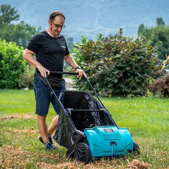SnelShoppen - Mechanische Blad- en Grasveger 100L - Handmatige Tuinveger met 530 mm Werkbreedte en 2 Draaiende Borstels - Lichtgewicht en Geluidsloos — afbeelding 4