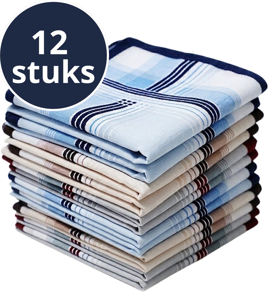 Zakdoeken Heren Set - 12 Herenzakdoeken - 100% Katoen - 40x40 cm - Zakdoekjes - Boeren zakdoek / Boerenzakdoek