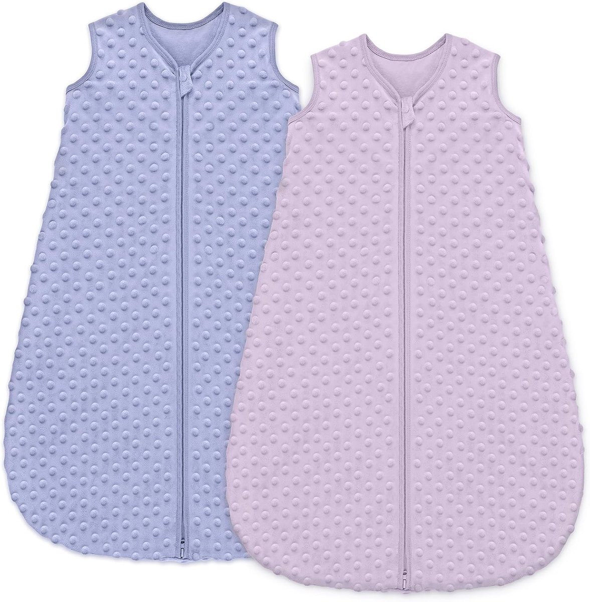 Set van 2 babyslaapzak voor de winter, 1,5 TOG, babywinterslaapzak, 6-12 maanden, babyslaapzak herfst, 78 cm, voor jongens en meisjes, pasgeborenen, taro, paars, Taro lila, 78cm/6-12 Monate