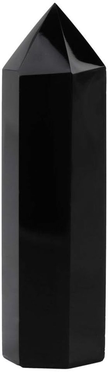 Zwarte Obsidiaan Kristalsteen, Zeshoekige Genezende Staaf, 5-6 cm, voor Chakra Reiki en Energiewerk, 1 Stuk