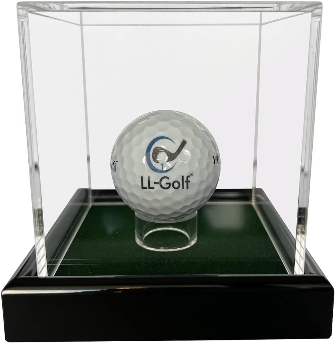 Acryl Vitrine 10x10x10cm / Showcase / display case / kijkkast met groen fluweel bijvoorbeeld voor tennisbal, baseball, golfbal, snooker bal, figuren, modellen, horloges