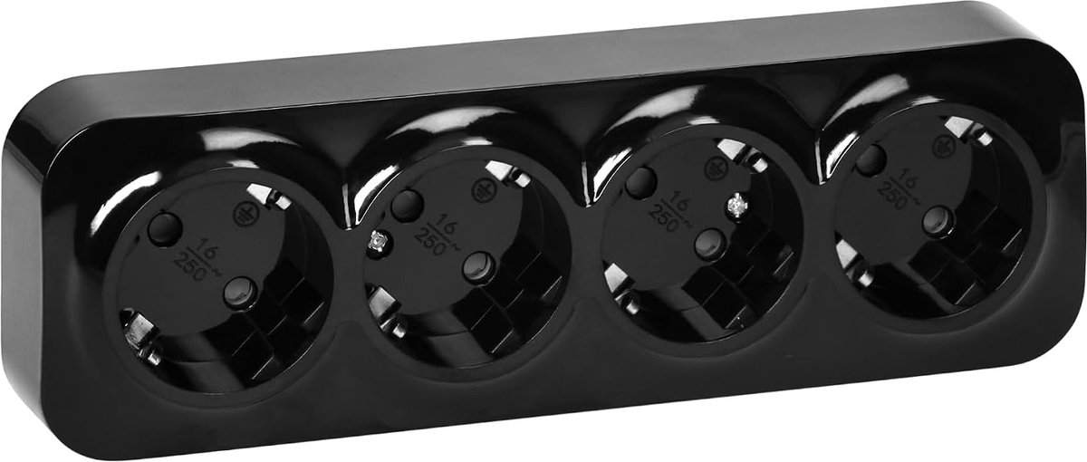 Stopcontacten - Opbouw Stopcontact met Glanzende Afwerking 16A/230VAC IP20 Socket voor Veilige en Betrouwbare Stroomvoorziening (Schuko)