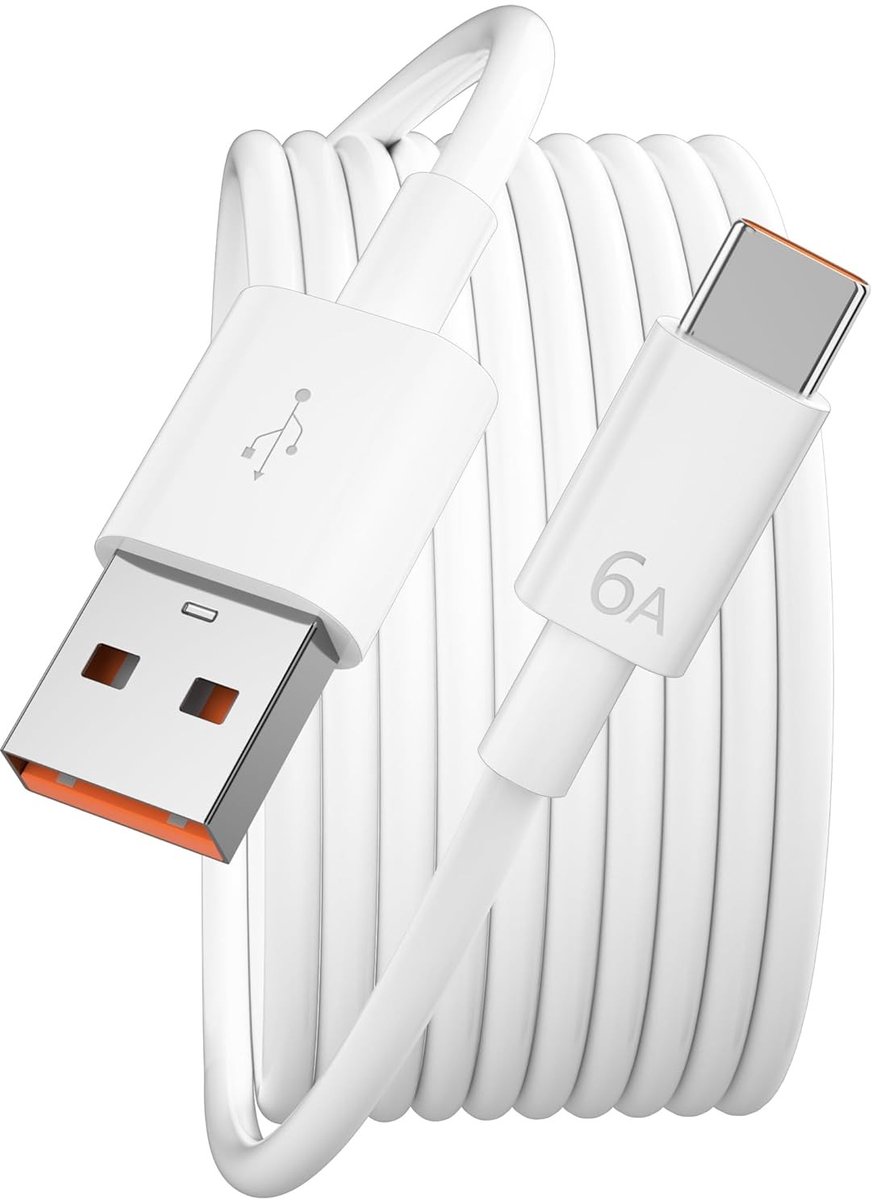 USB C Oplaadkabel 2m, 100W, 6A, Snelladen, Type C Data Kabel voor Huawei, Honor, en FreeBuds