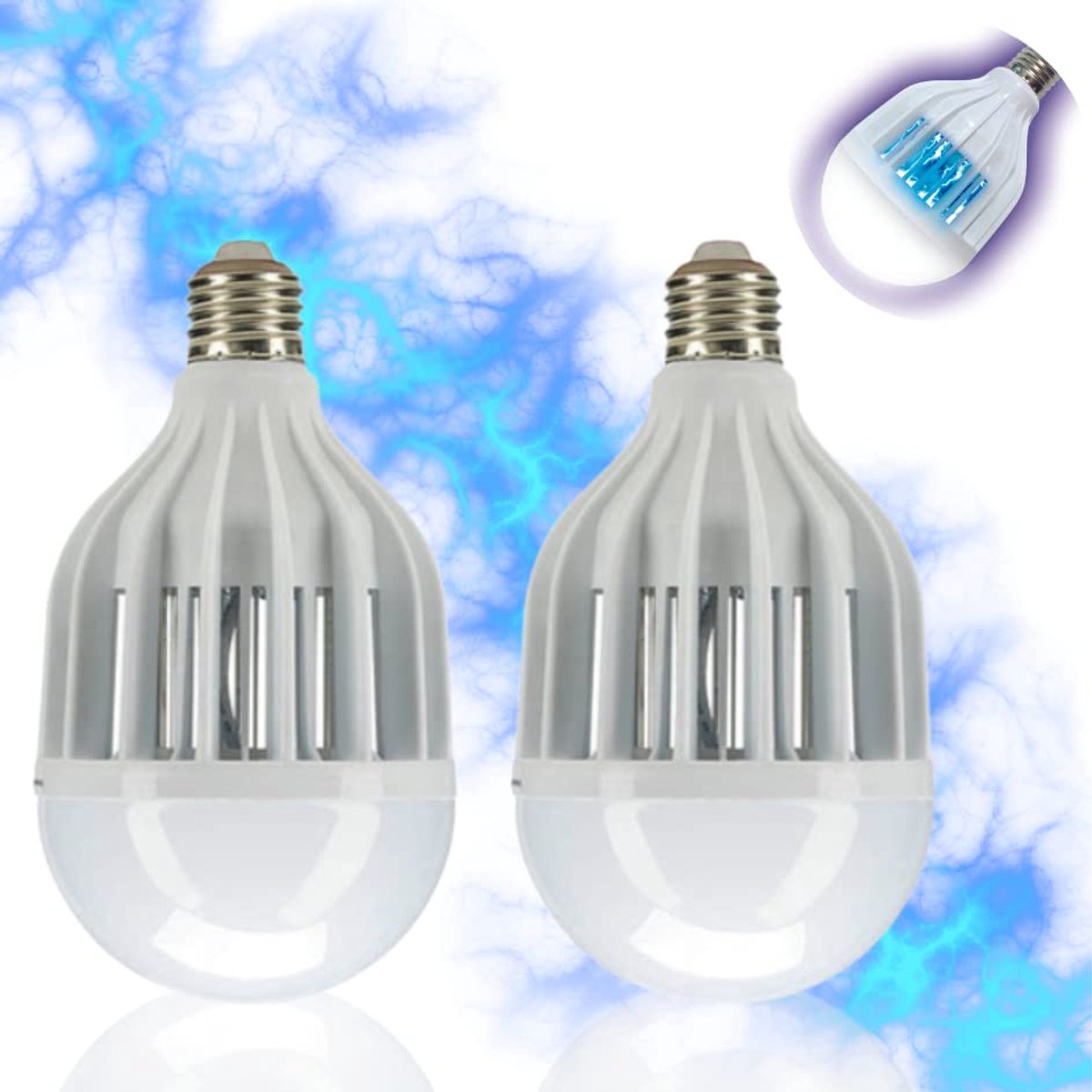 Insectenvernietiger E27-15W LED wit - 2-in-1 lamp met UV - muggenbescherming binnen en buiten - ShopVlot
