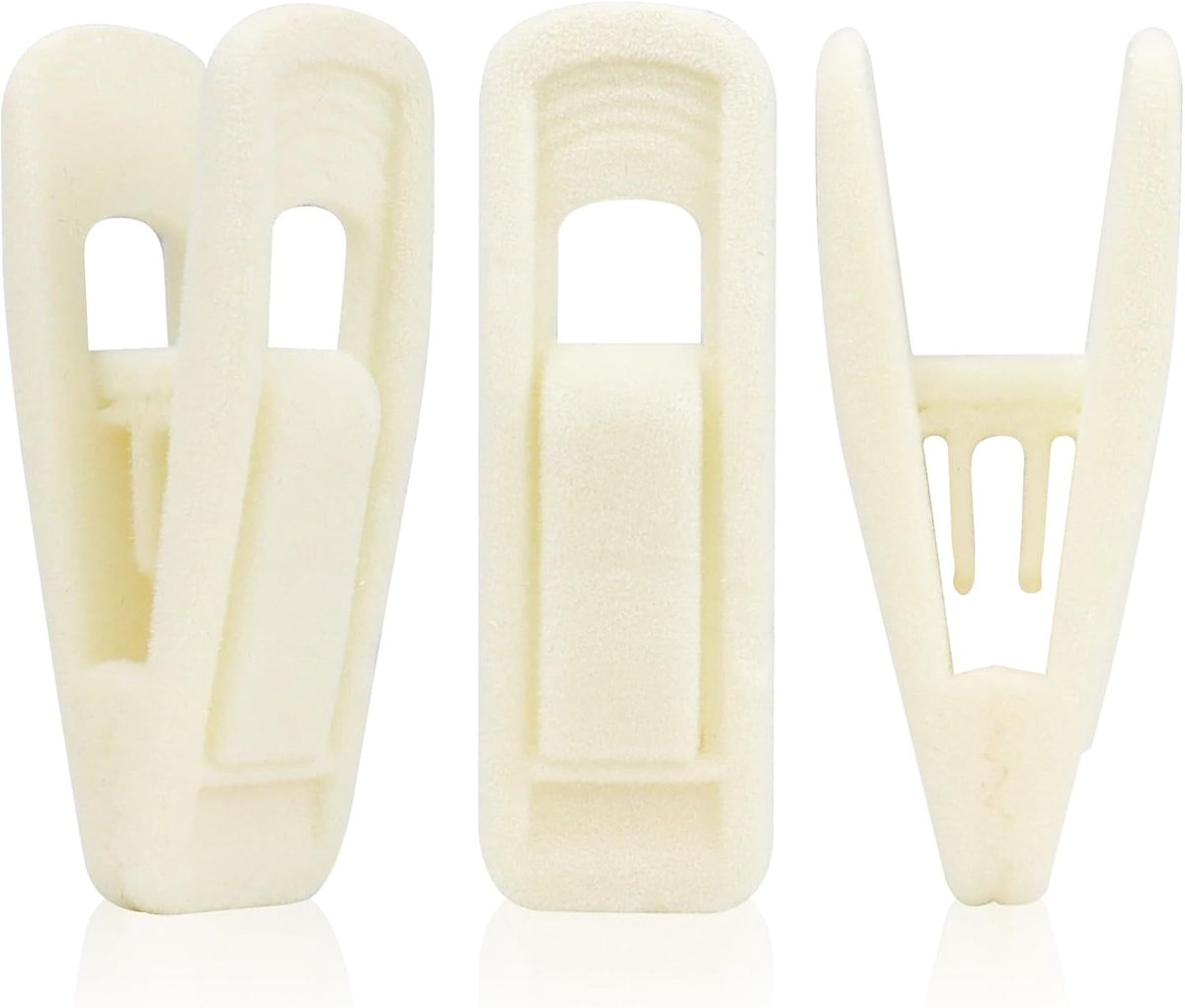 20-delig set fluwelen kleerhangers met clips, clips voor vingers en broeken voor fluweel met pluche, kledingpins (beige (upgrade-model – grote opening))