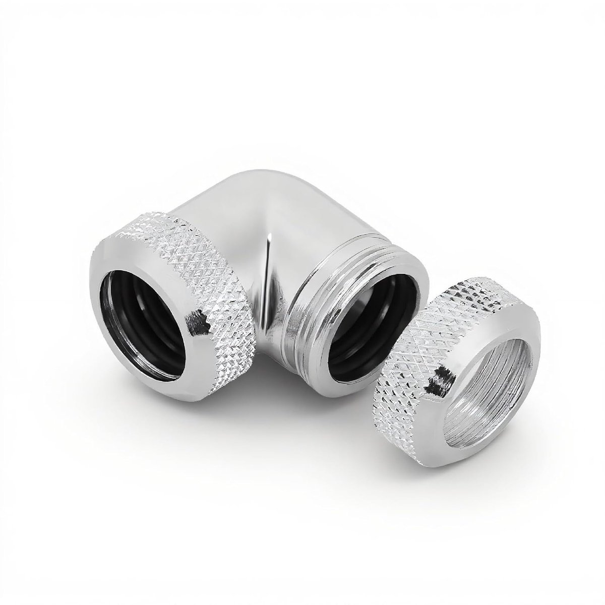 90 graden elleboogbuis, 14 mm OD G1/4 DIY 90 graden elleboog dubbele harde buis buis connector water vloeibare koeling (zilver)