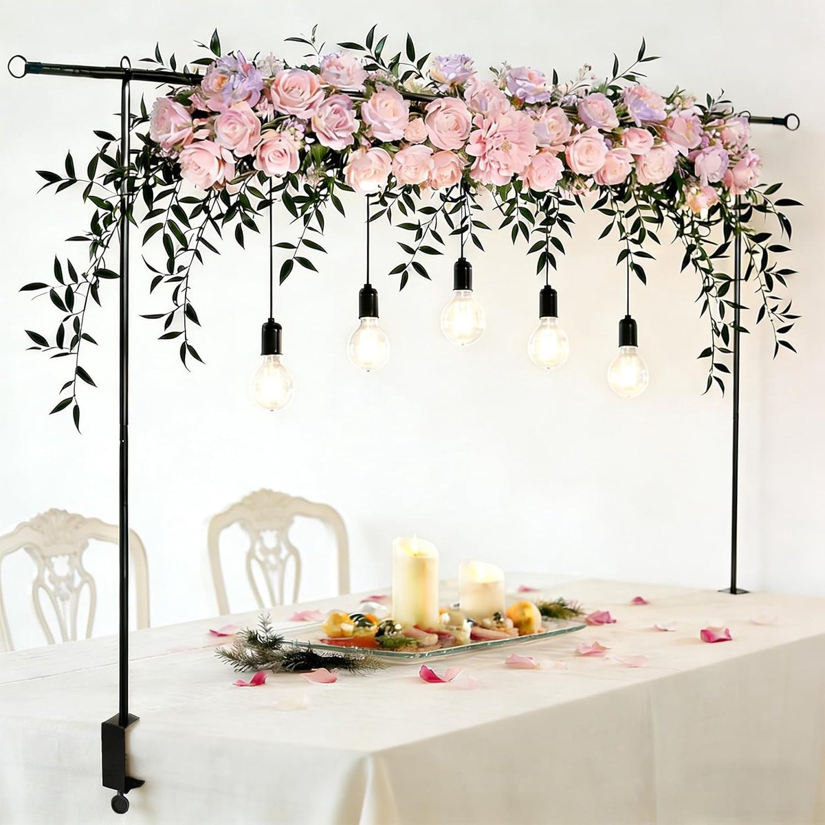 Verstelbare Decoratieve Boogstandaard Voor Op Het Bureau, Metalen Verplaatsbare Boogclip-On Decoratieve Paal, 120-250 cm Boogbeugel Voor op Het Bureau, Geschikt Voor Kerst-, Bruiloft- En Party