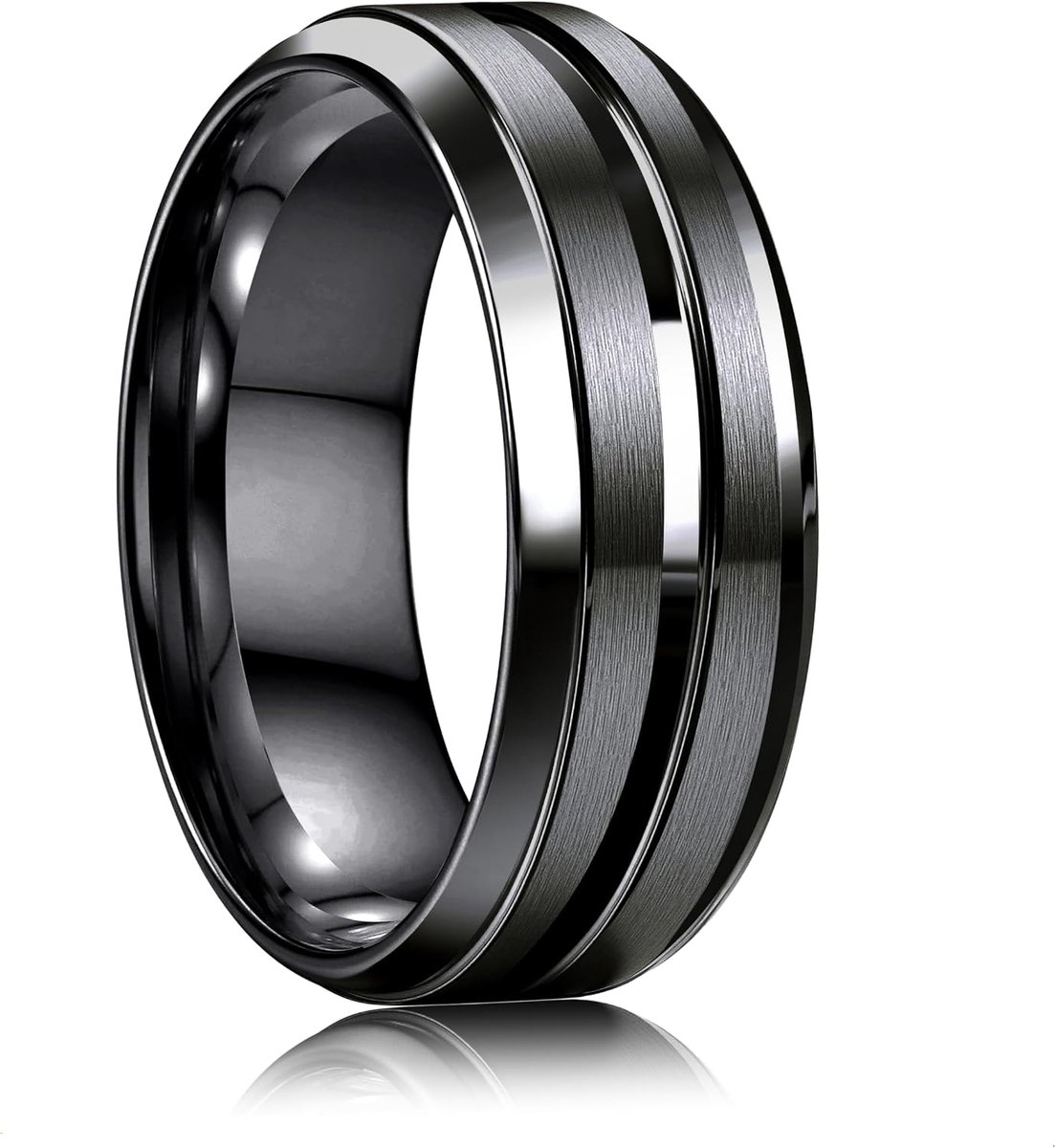 8 mm ring voor heren en dames, roestvrij staal, trouwring, verlovingsring, vriendschapsring, goud, zilver, zwart, sieraden voor mannen, maat 52 (16,6 - 72 (22,9)