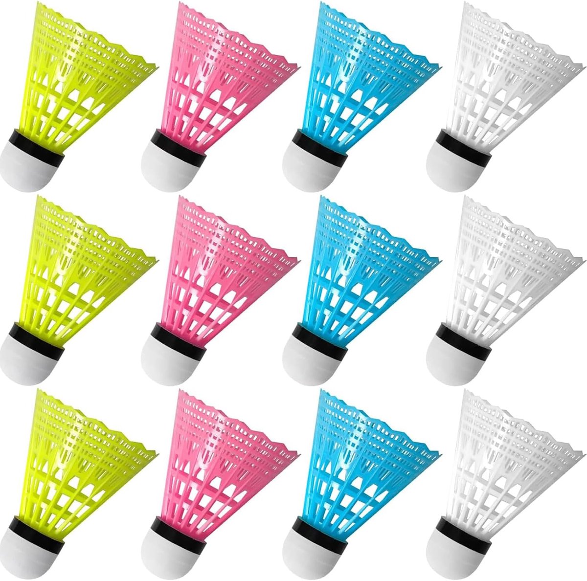 Badminton shuttlecocks set - 12 verenballetjes - kleurrijk - geschikt voor indoor en outdoor gebruik - ShopVlot