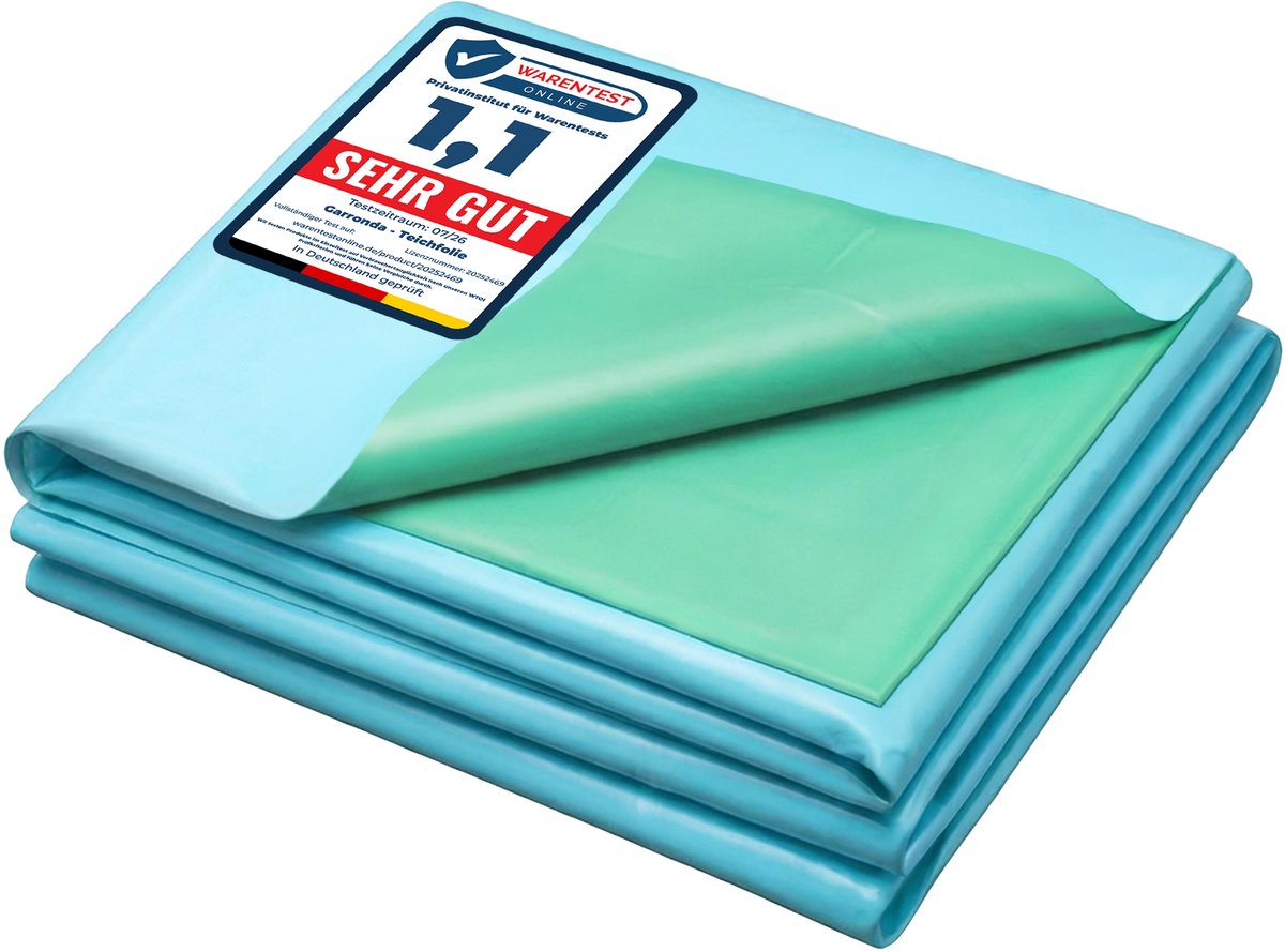 8 x 1 m Teichfolie UV-gestabiliseerd voor vijver en beekloop GD-MAR-Akwen Blauw-Groen