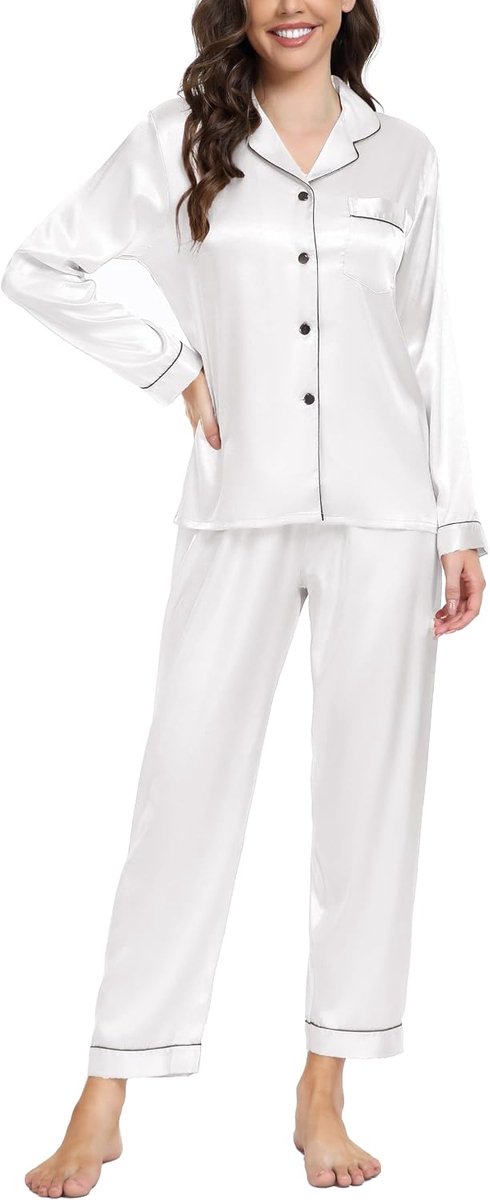 Zijden pyjama voor vrouwen satijnen pyjama set button down dames pyjama tweedelige zijden pyjama voor vrouwen sets met zakken