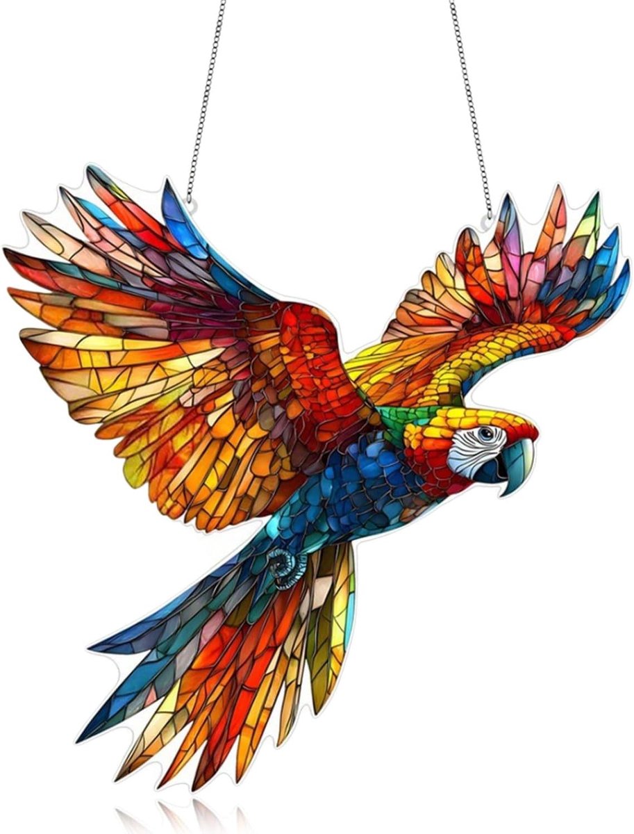 1 stuk Hangende Fensterdeco Papagei Kleurglas Deko, Kolibri-Sonnenfanger Om aan ramen te hangen, Fensterhanger Fenster Deuren Deko Voor thuis Studio, Sun Catcher