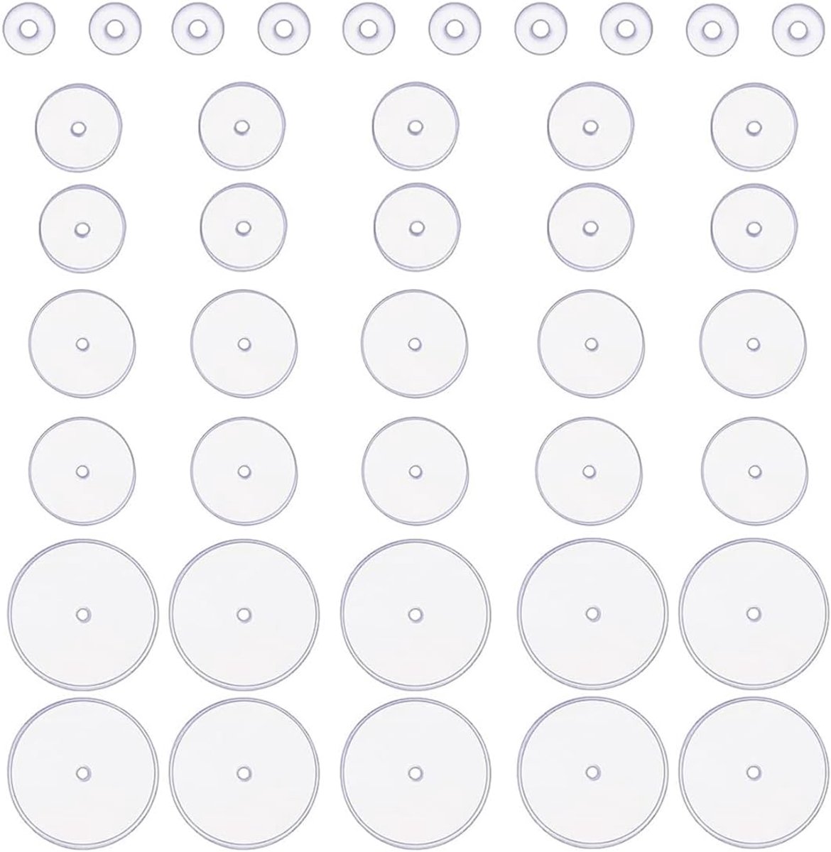 40 stuks oorbelsluitingen van siliconen, geperforeerde schijven, transparant voor het stabiliseren van de oorbellen, anti-hyperplasie (3/5/7/9 mm)