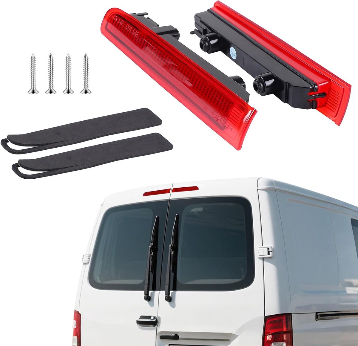 1 paar 3e remlichten, compatibel met VW T5 T6 2003-2016, roze, alleen modellen met inklapbare deur, 7E0945097E, 7E0945097F
