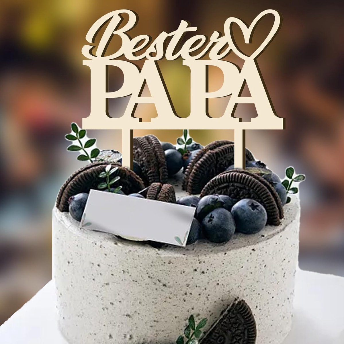 hout - Bester Papa, Vaderdag taarttopper, taartsteker, voor papa cadeau-ideeën