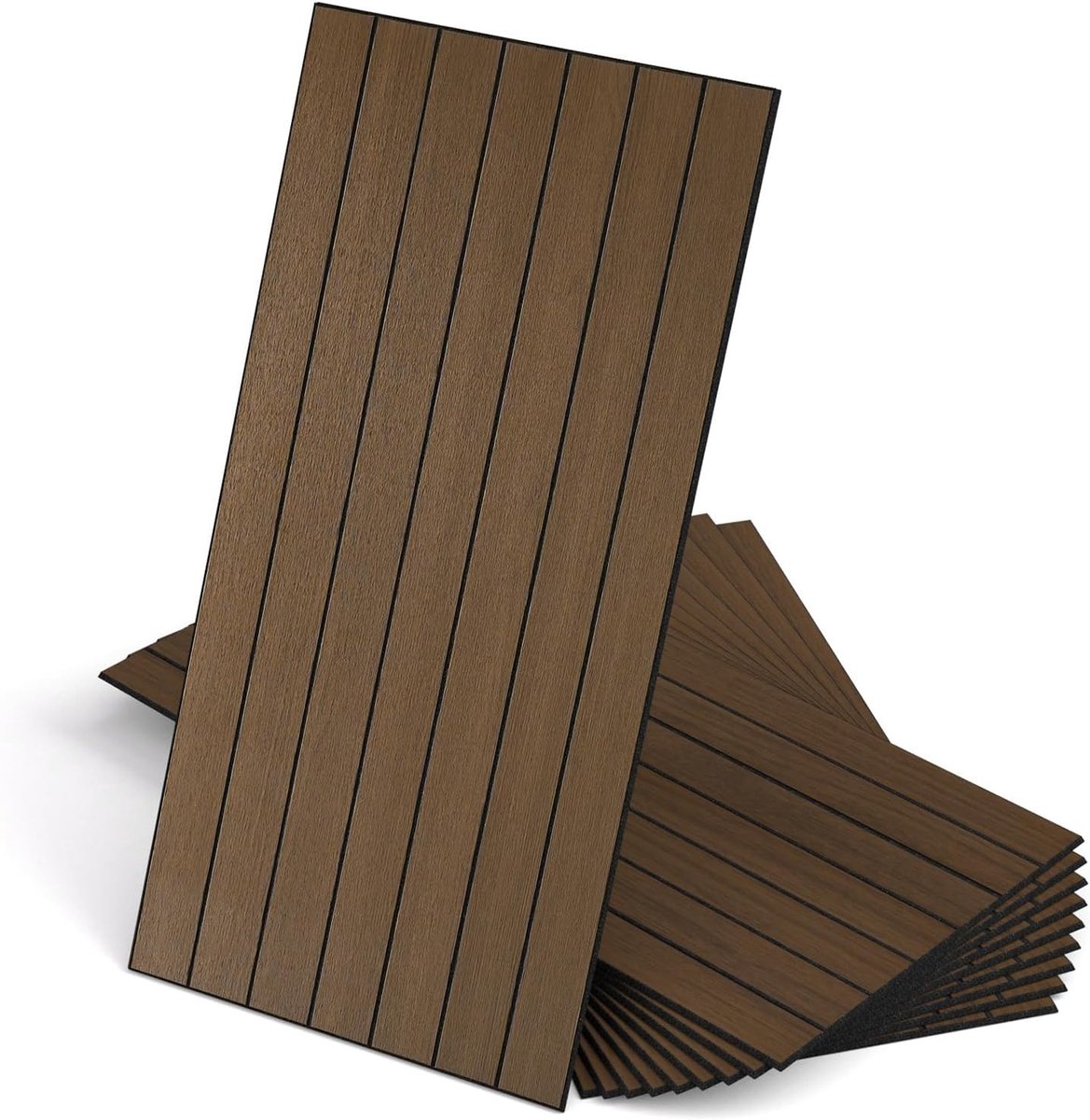 Houten lamellen, zelfklevend, 30 x 60 cm, decoratieve wandpanelen van pvc, geluidsisolerend, voor woonkamer en slaapkamer, 10 stuks