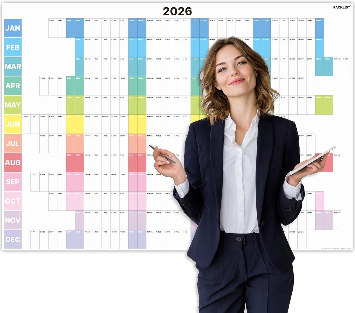 Wandkalender 2026 - Gigantisch A1 Planner (84 x 60 cm) - Duidelijke weergave - Ideaal voor organisatie - ShopVlot