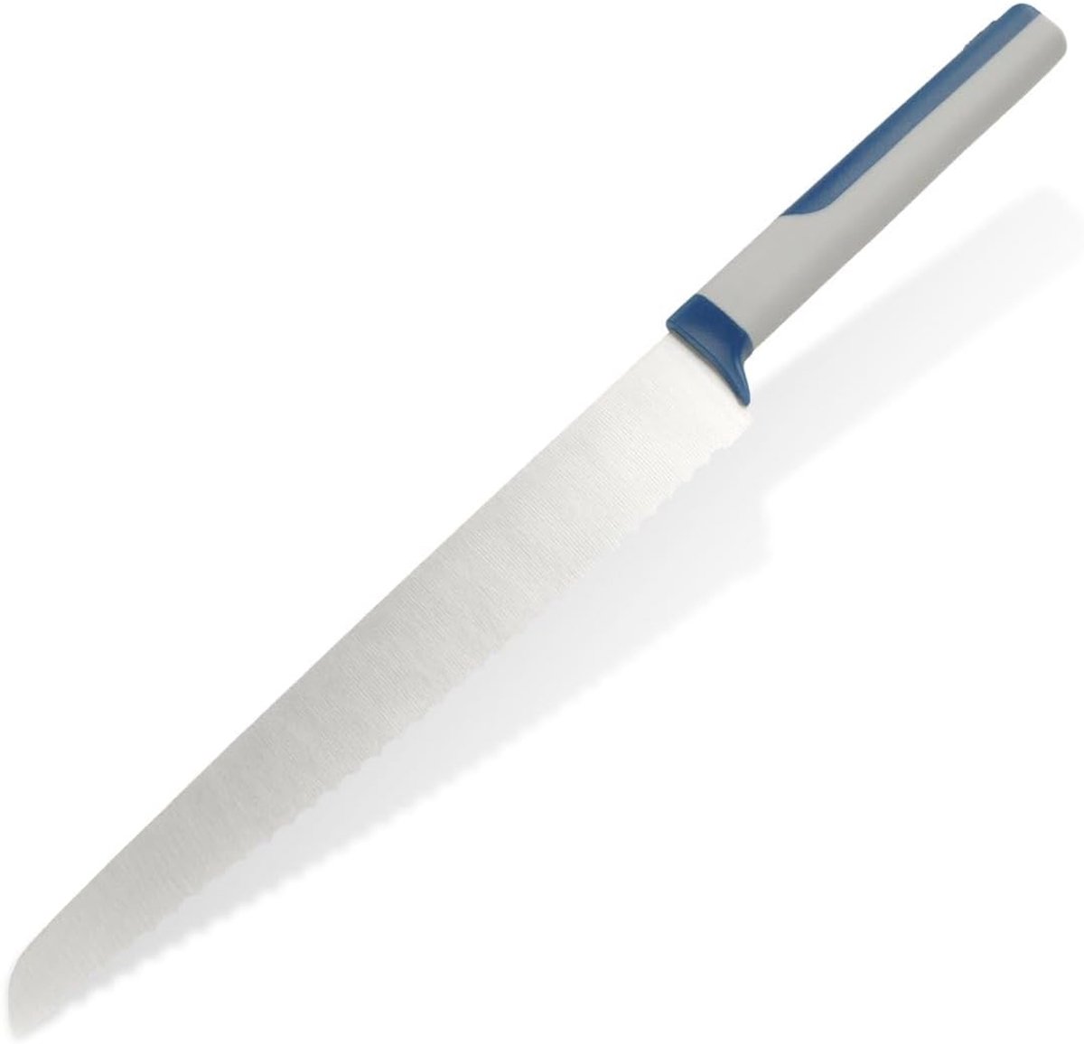 Broodmes 20 cm, roestvrij staal scherp mes, duurzaam keukenmes met ergonomische soft-touch handgreep (kleur: blauw, grijs, zilver)