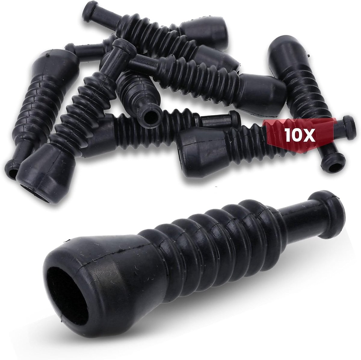 10x KALI01022 Superseal Rubberen Tule - 2-Polig - Knikbescherming | Waterbestendige isolatie voor voertuigen en boten, UV-bestendig rubberen afdichting met knikbeschermingslamellen, zwart