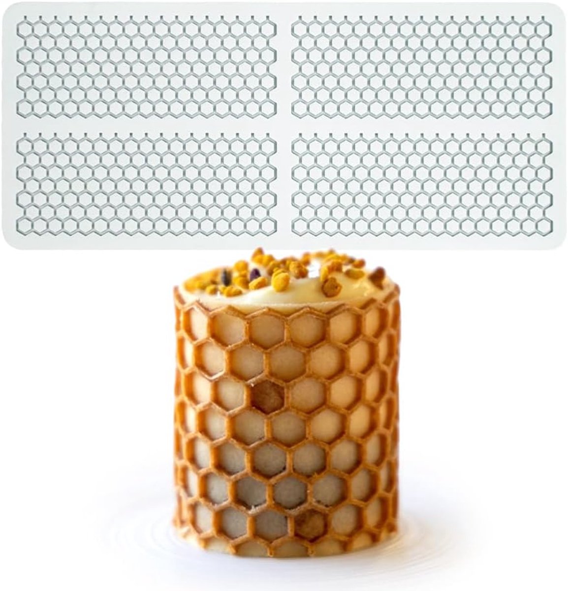 Fondant Lace Mat, Sugar Craft Impression Mold Edible Cake Molecular Cuisine Decorating, 4 Holes Honeycomb