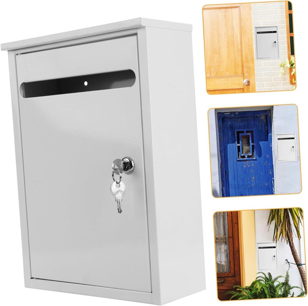 Wandmontage Brievenbus - Suggestiebox Klachtenbox - Veilig Post Opslaan - Grote Capaciteit - 36.20X26.20X11.10CM - Wit