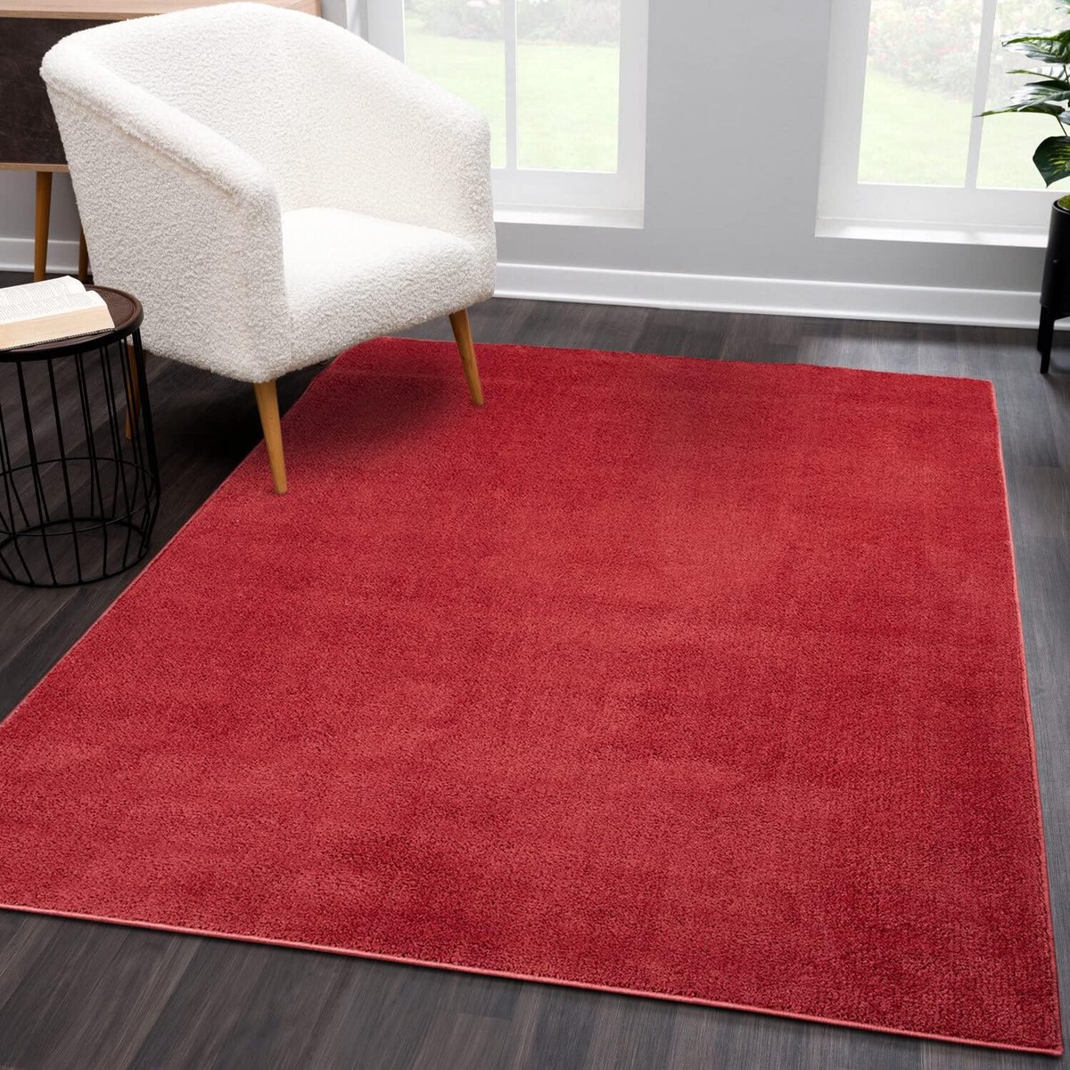 carpet city Vloerkleed, hoogpolig, woonkamer, superzacht, afmetingen 240 x 340 cm, kleur rood, effen - micro-polyester tapijten, slaapkamer, langpolig woonkamertapijt, modern