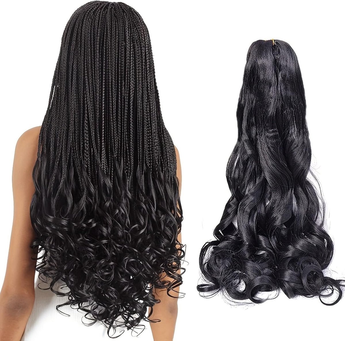 24 Inch French Curls Braiding Hair 8 Packs Spanish Curly Braids Pre Stretched Loose Wave Soft Synthetic French Curl Braiding Hair Extensions for Women (1B, 24 Inch (Pack of 8))