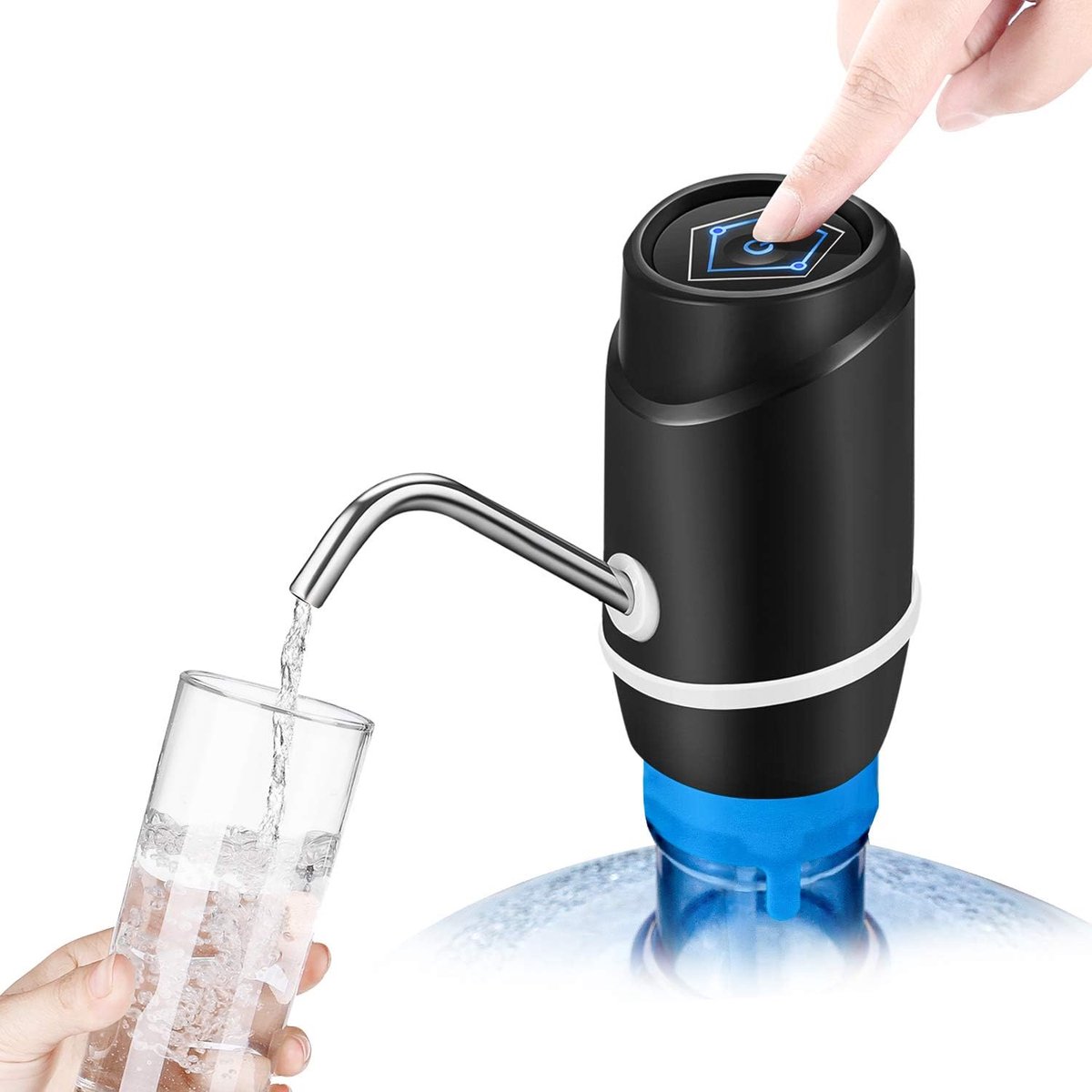 Waterflessendispenser voor 5/6 gallon kannen, elektrisch, afneembaar, koude drank, pomp W/mini draagbare batterijbox, top loading type voor desktop, werkblad van de keuken C