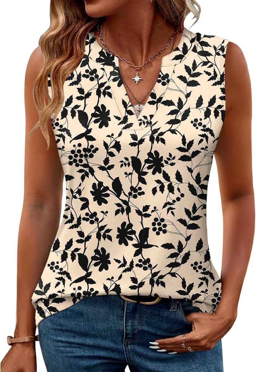 Vest Tops Vrouwen Casual Zomer V-hals Tank Tops Losse Fit Mouwloze Blouse Shirt UK