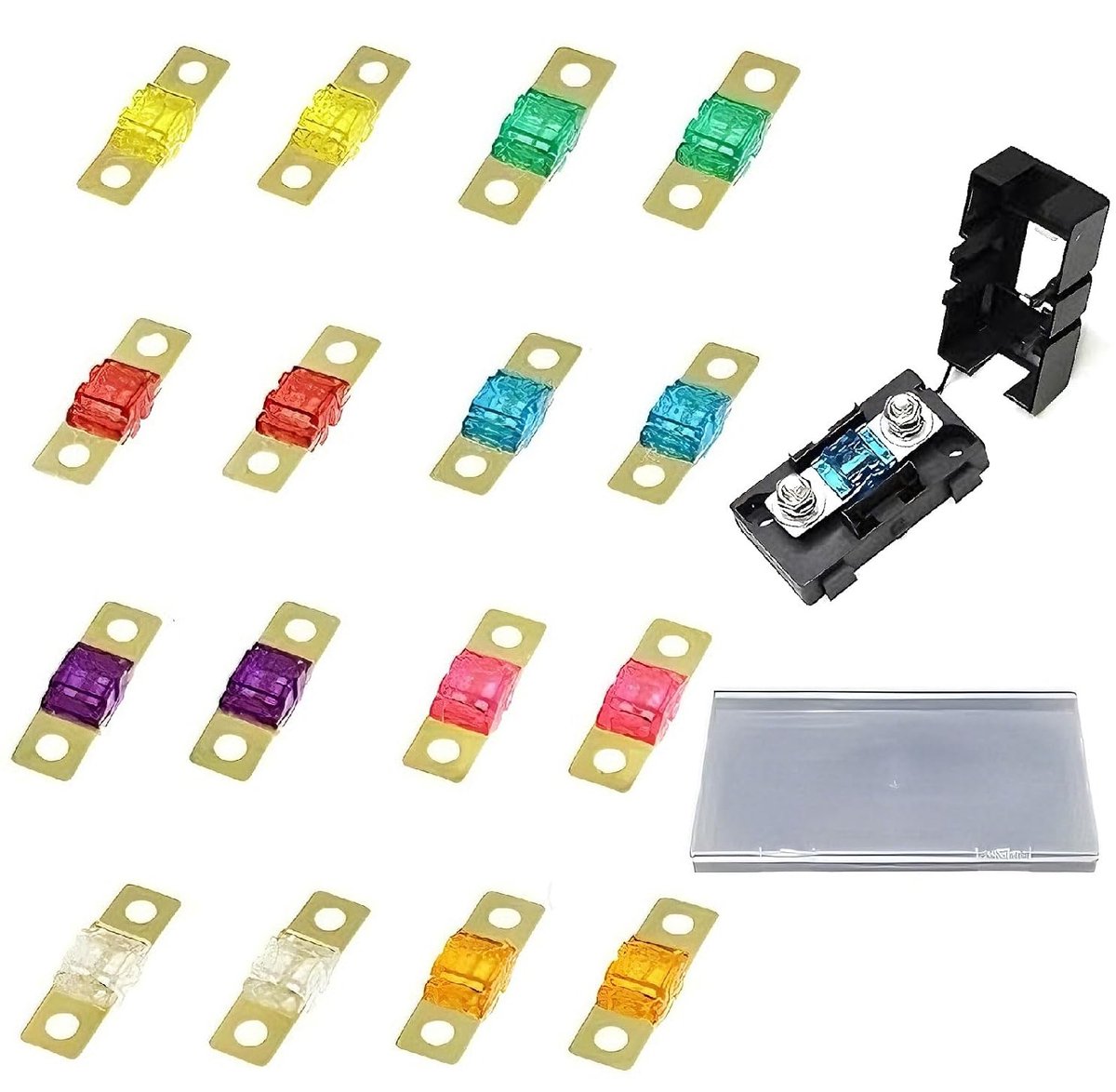 automotive zekeringen set midi-zekering 16 stuks 20A-125A assorti kleuren auto zekering met opbergdoos universeel gebruik