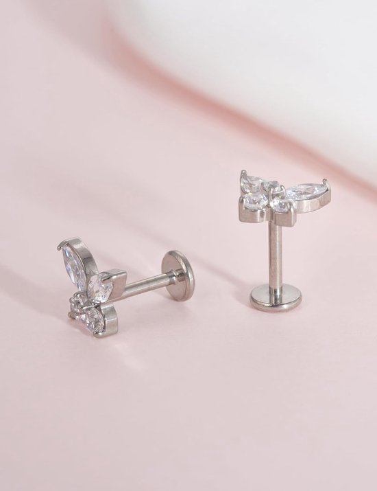 18G Titanium Tragus Piercing, 2 Stuks Medische Lip Piercing Labret Plug Pressfit Draadloze Hypoallergene Helix Piercing voor Tong Wenkbrauw Lip Septum Neus Oor Piercing — afbeelding 5