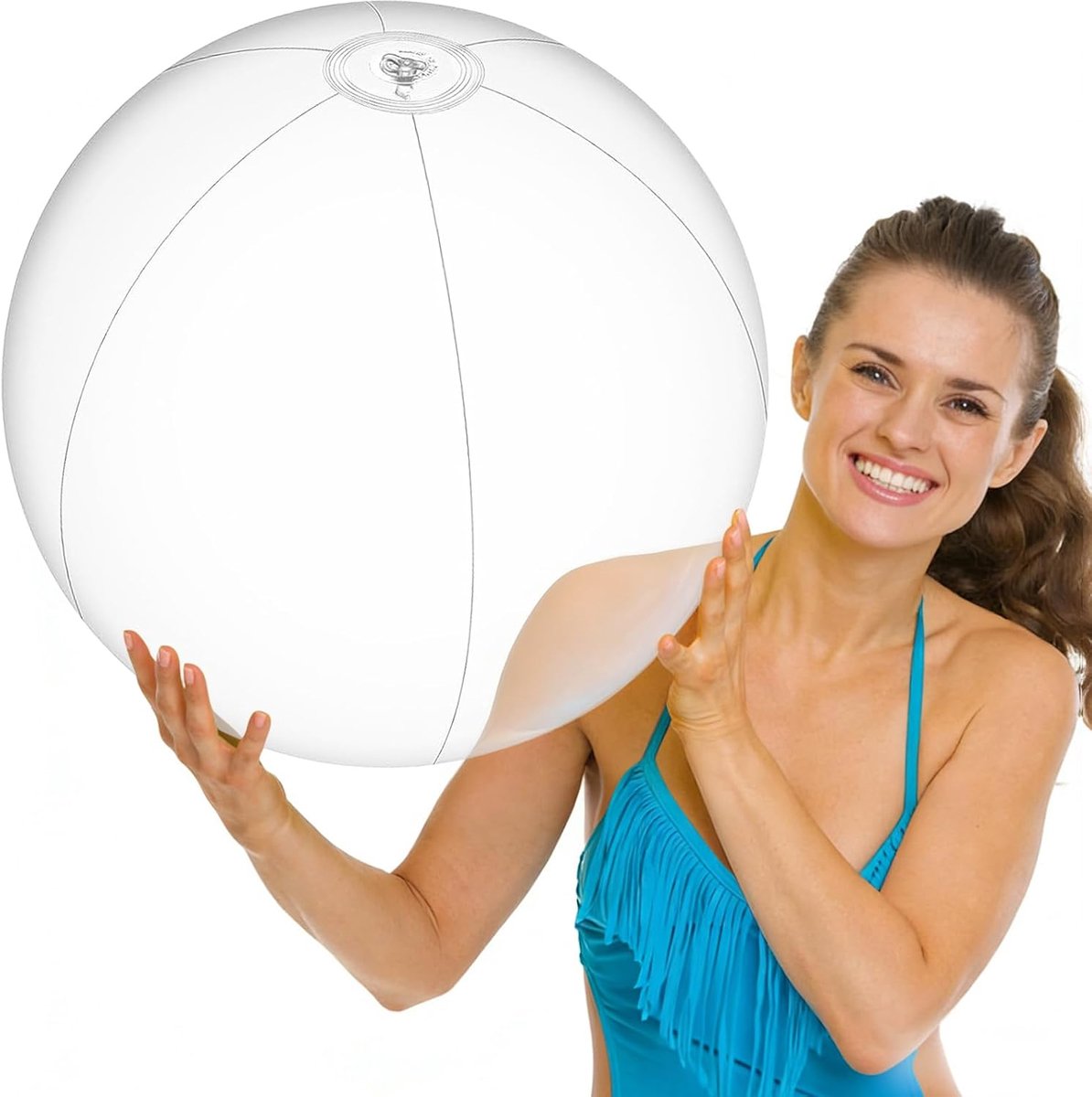 2 stuks opblaasbare strandbal, 61 cm, waterbal van pvc, grote opblaasbare strandballen voor zwembad, strand, tuinfeest en zomer