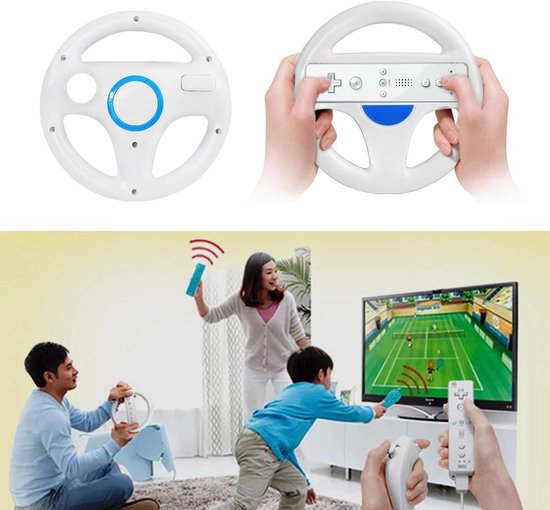 set van 2 stuurwielen voor Wii, compatibel met Mario Kart en Nintendo Wii/Wii U. Witte game stuurwiel voor Wii Remote-controller, raceaccessoire voor kinderen en volwassenen — afbeelding 4