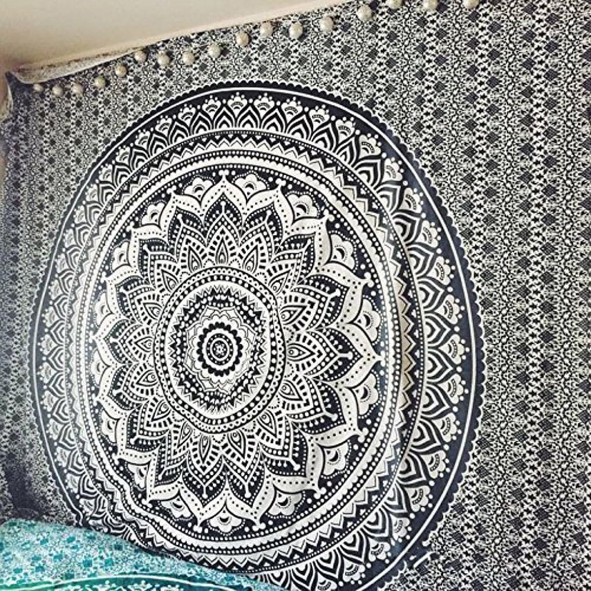 raajsee Grote Grijs Zwart Ombre Mandala Tapestry Muur Opknoping, Indiaas Katoen Strand Gooi Deken, Hippie Olifant Koningin Boho Decor, A 210x220cm