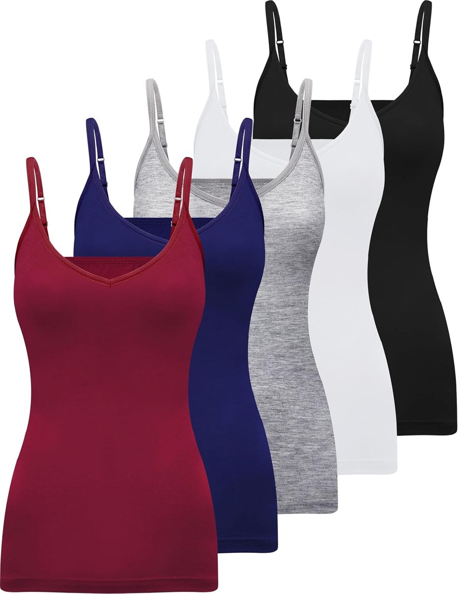 5 stuks V-hals hemdje tops voor vrouwen spaghettibandjes tank top dames hemdje ondershirt slanke getailleerde hemdjes