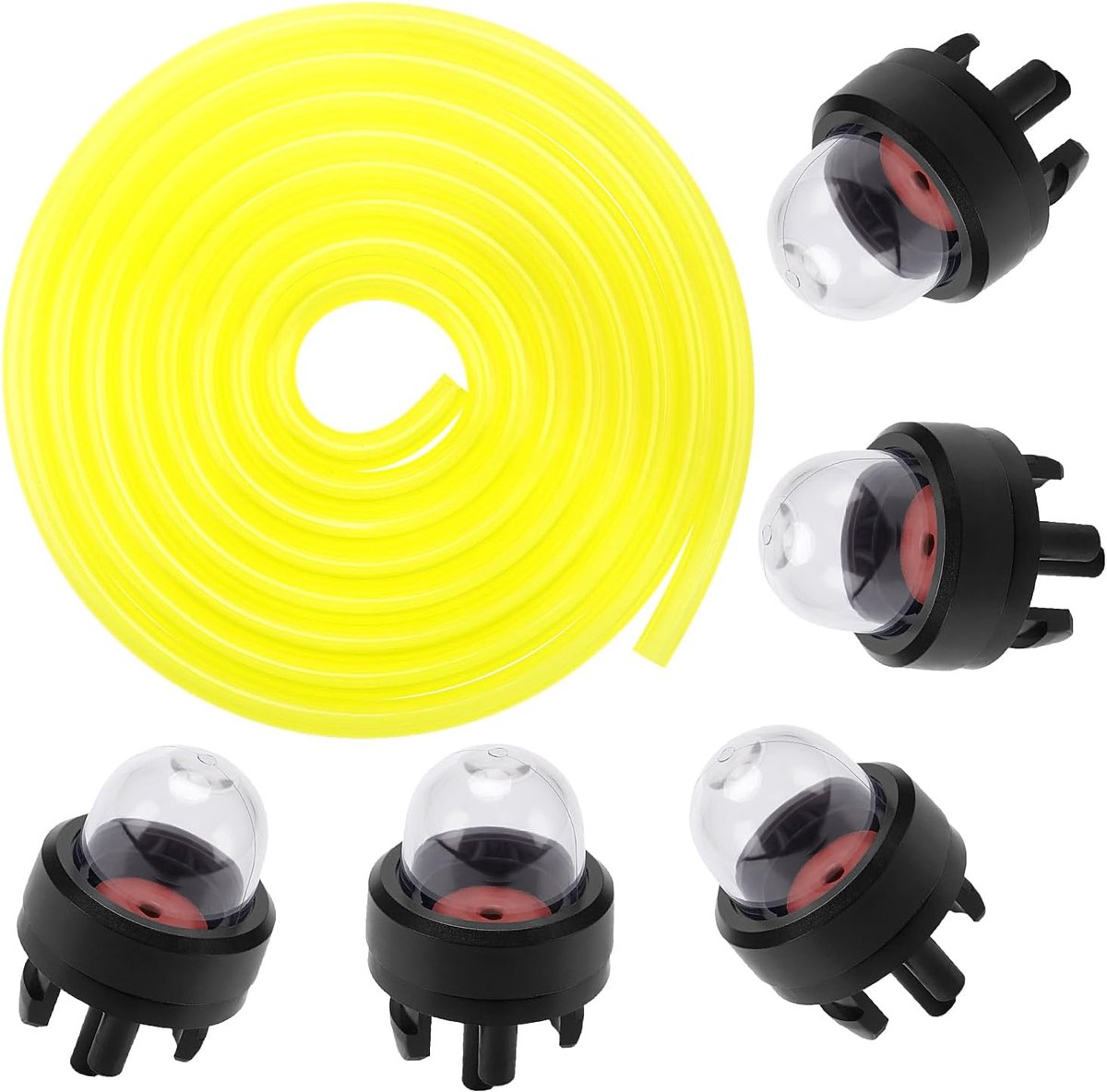 5 Stuks Snap-in Primer Bulb Pomp en 1 Stuk 1.5 m Brandstofslang (2.5 x 5 mm), voor Kettingzagen, Bladblazers, Trimmer-Carburateurs, Bosmaaiers, Grasmaaiers