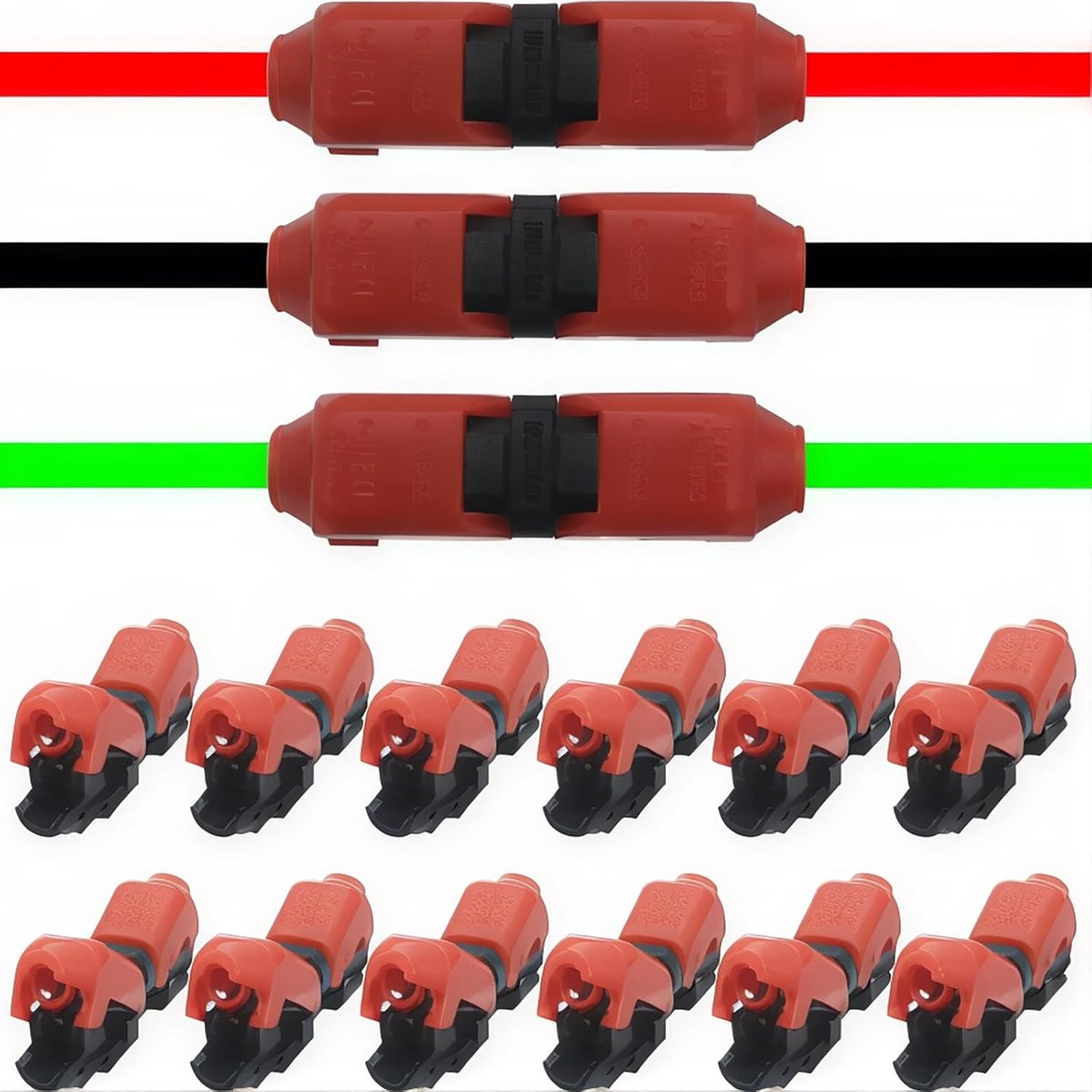 H-type kabelverbinder, laagspanning, 1 pins, zonder draadisolatie nodig, voor draden 0,35 - 0,5 mm² (20/22 AWG) kabel (12 stuks)