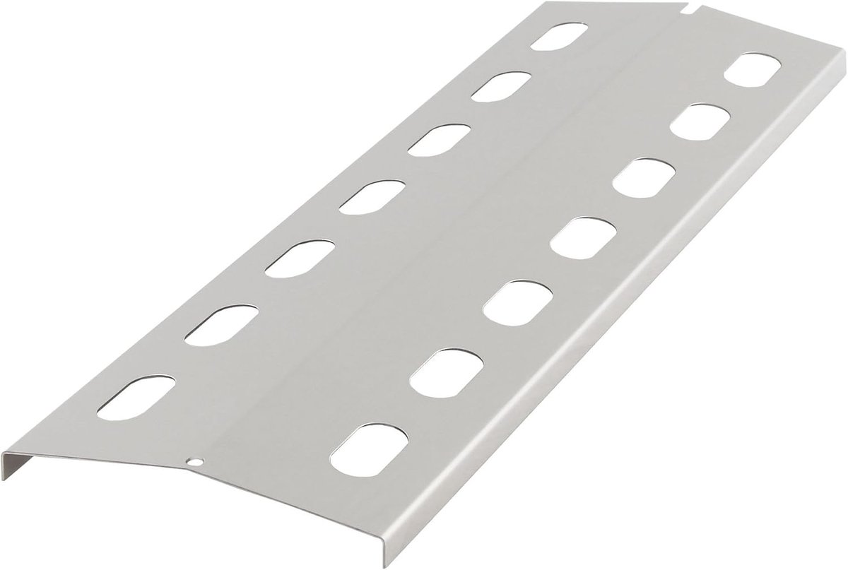 Roestvrijstalen vlamverdeler voor gasgrill, 37,5 x 12 cm, zilver, vlamplaat gasgrill, vervangende branderafdekking, vlamplaat voor gasgrill, roestvrij stalen hitteplaat, onderdelen