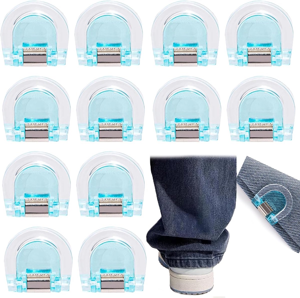 12 broekzoomclips, beenclip, broek, verstelbaar, naadloos, zoombevestigingen, onzichtbare sluitingen voor het inkorten van lange broeken (blauw)