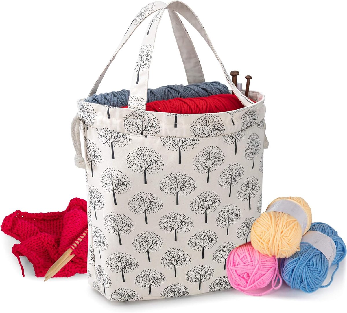 Verstelbare draagtas voor breien, canvas breitas voor breinaalden, wollen bol of andere haak- en breibenodigdheden,, Boom, Teamoy Bolso Tote de Tejer, Modern