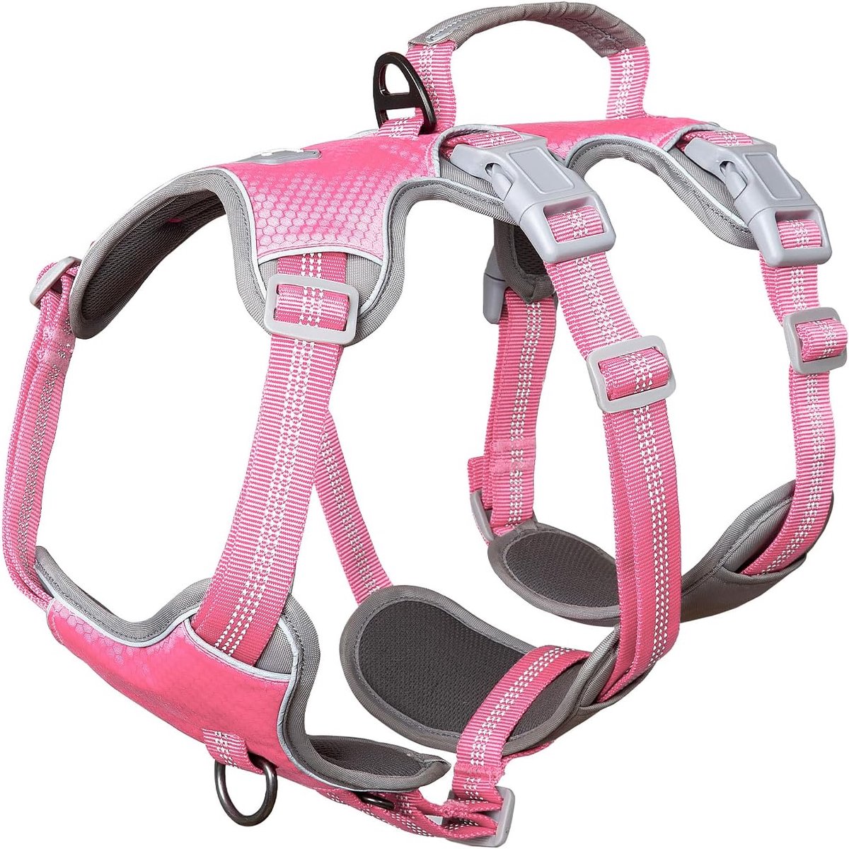 Ontsnappingsbestendig Harnas, Geen Slip Hondenharnas Ontsnappingsbestendig, Reflecterend Harnas met Handvat, Ademend, Verstelbaar Vest voor Middelgrote Honden Wandelen, Training (Roze, M)