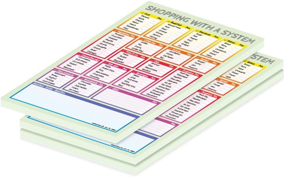 Shopping List "System", colorful, A5, Set of 3