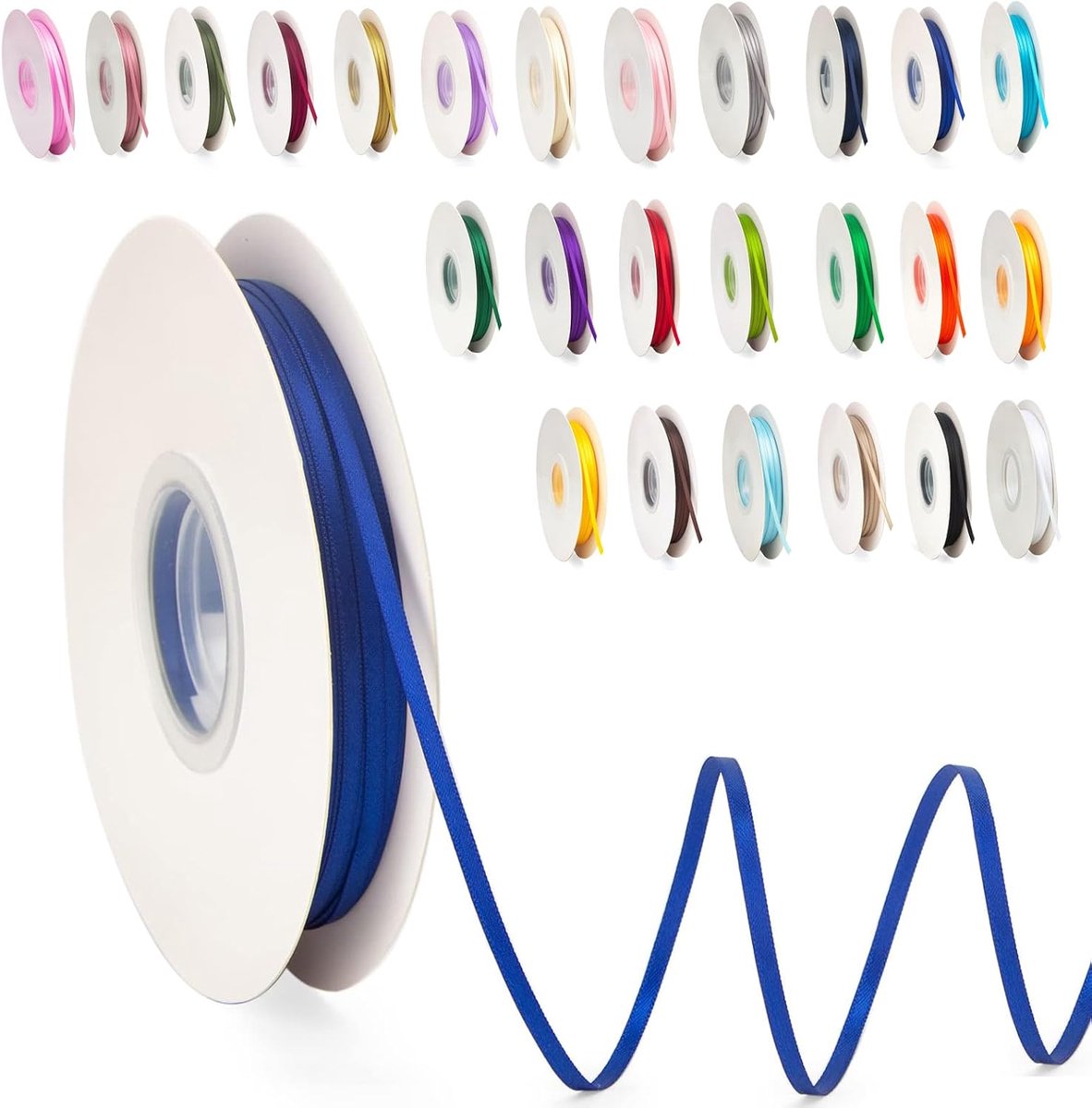 lint koningsblauw 3 mm, 91 m satijnen lint decoratief lint dubbelzijdig cadeaulint cadeaulint voor ballonnen bloem handgemaakt breed satijnen lint 0,3 cm voor bruiloftsauto