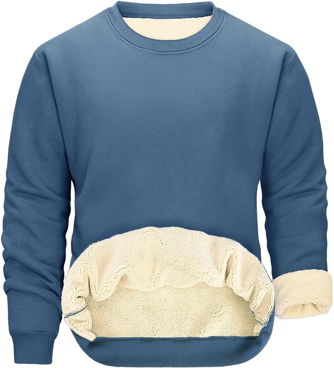 Fleecesweatshirt voor heren, lange mouwen, zonder capuchon, met