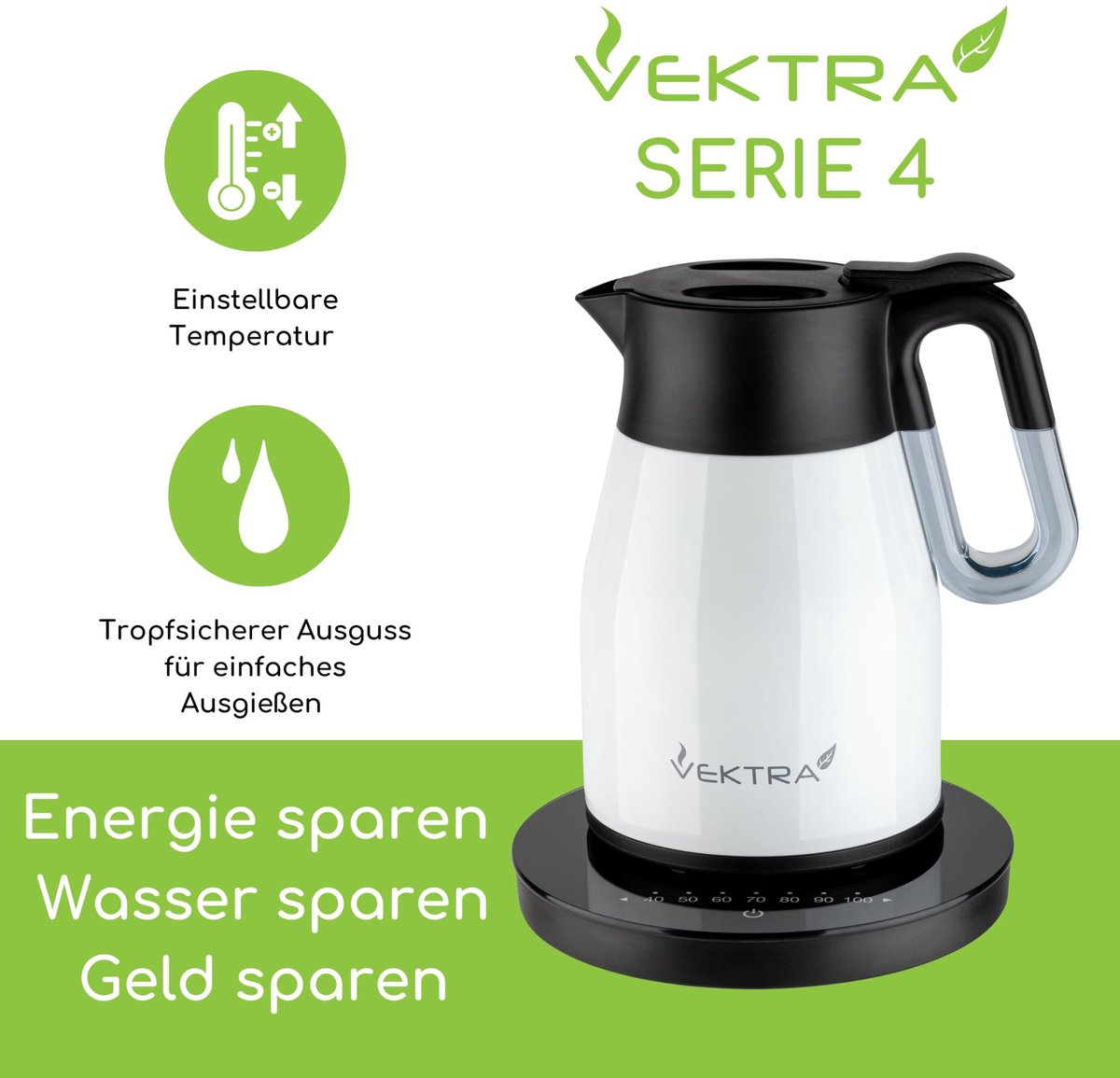 SnelShoppen - Vacuüm geïsoleerde waterkoker 1,5 L met temperatuurinstelling - Dubbelwandig roestvrij staal - BPA-vrij - Thermoskan 2-in-1 - Drukknop -