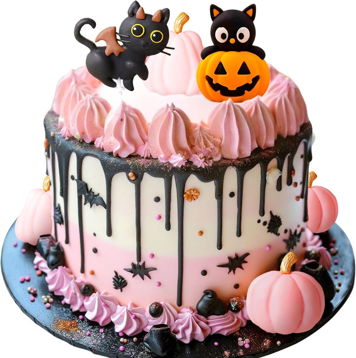 halloween roze zwarte kat taarttopper spooky verjaardag taarttopper | halloween roze zwarte kat taarttopper spooky verjaardag taarttopper pompoenen decoratie halloween spooky verjaardag