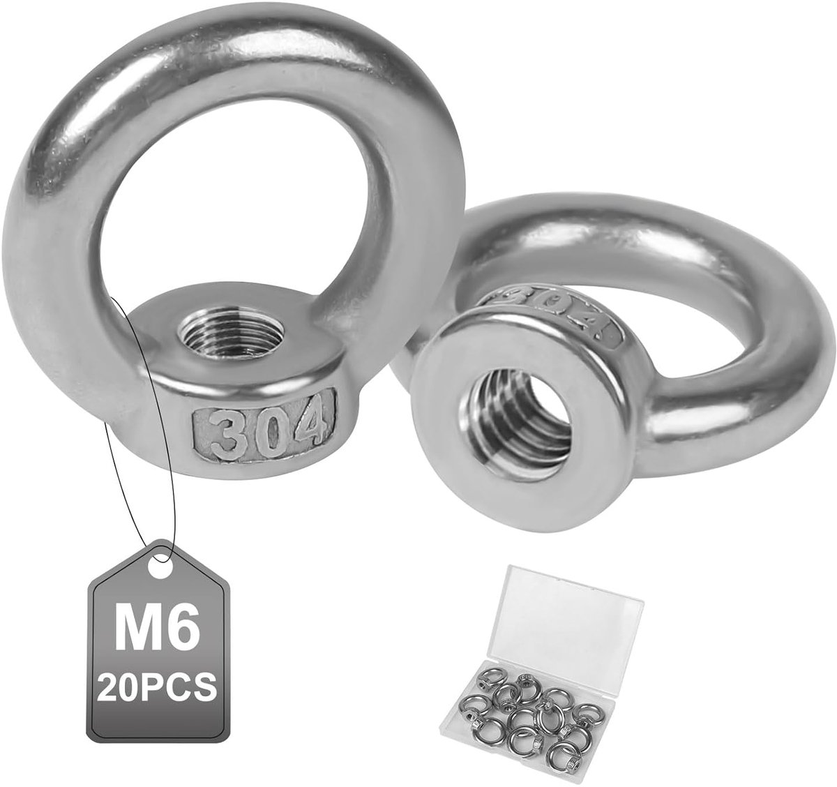Ringmoeren M6 ringschroef roestvrij staal oogmoer binnendraad ogen roestvrij staal ringogen oogmoer hefapparaten accessoires voor touwmontage aanhanger broeikas schommelstandaard